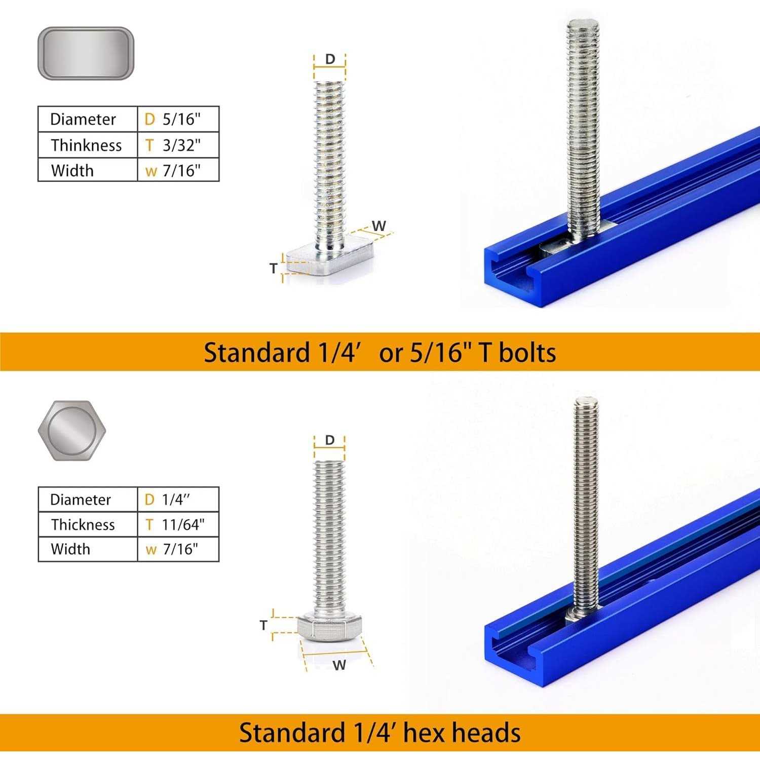 T-Track Screws 4 Pack Aluminum Alloy Woodworking Tools Double Cut Profile Universal T-Tracks with Predrilled - Image 4