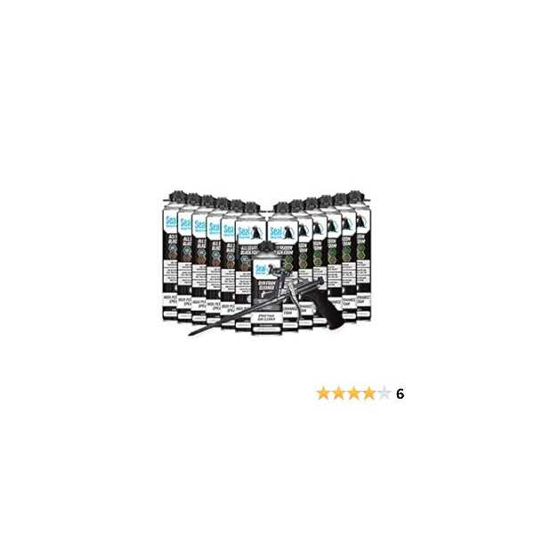 Seal Spray All Season Black Gun Foam 12/23.3 OZ Cans w/15 Gun Foam Applicator and 1 Can of Cleaner - Image 5