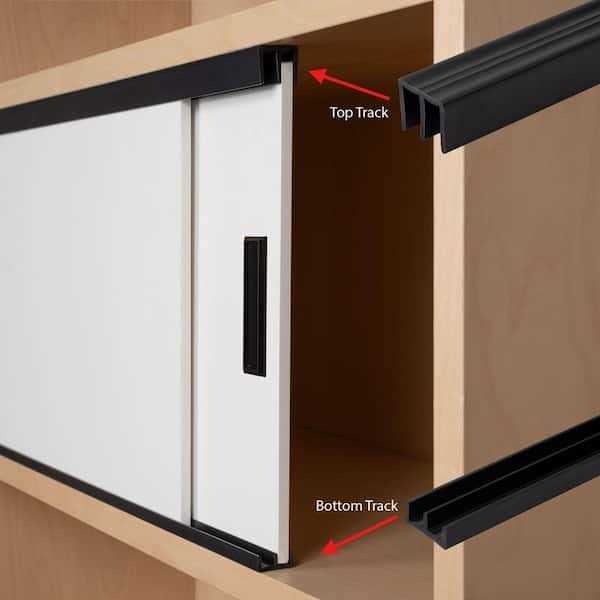 Outwater 11/16 in. D x 51/64 in. W x Black Styrene Plastic Sliding Bypass Track Moulding Set for 1/4 in. Doors 140-B - Image 2