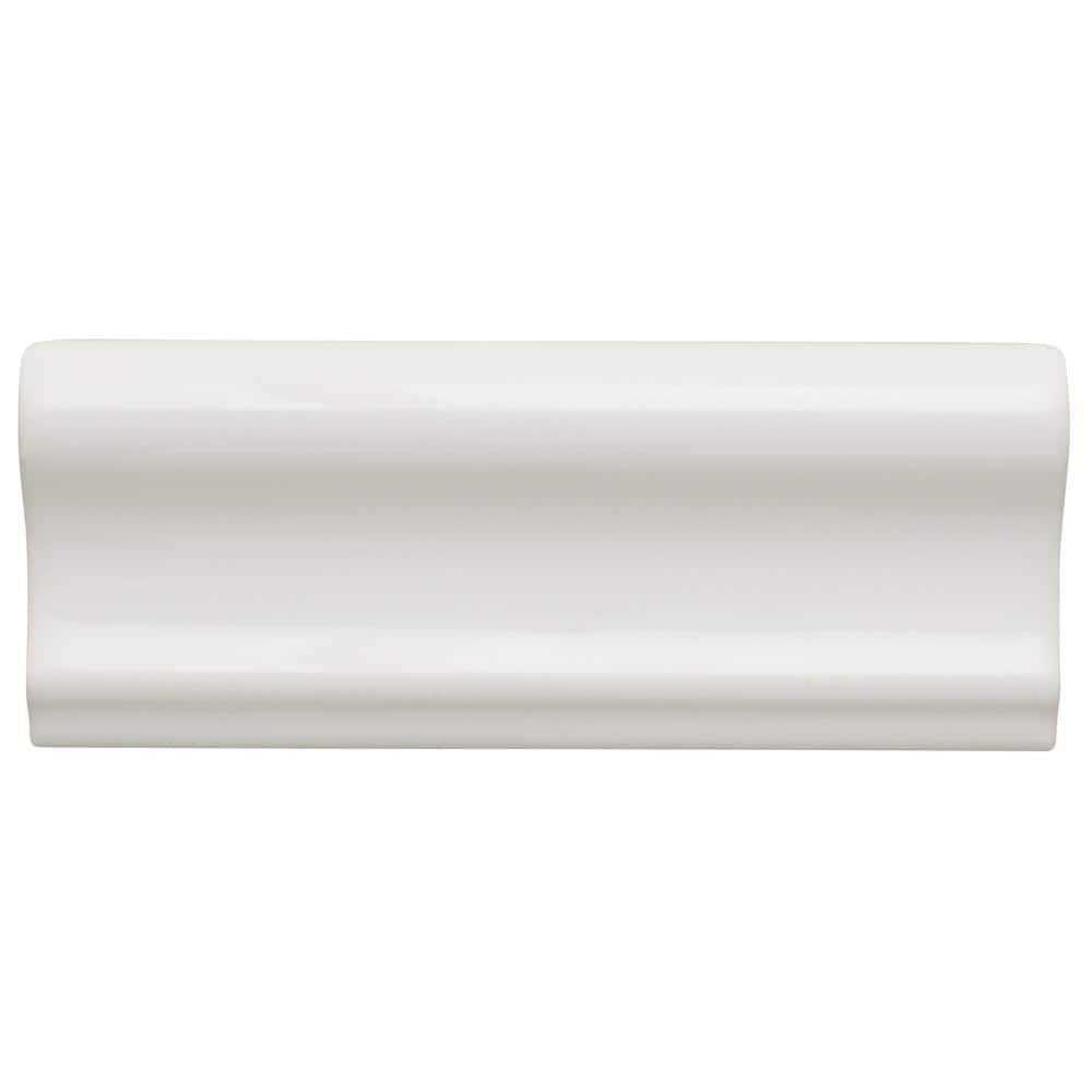 Daltile Restore Bright White 2 in. x 6 in. Glazed Ceramic Chair Rail Trim Tile