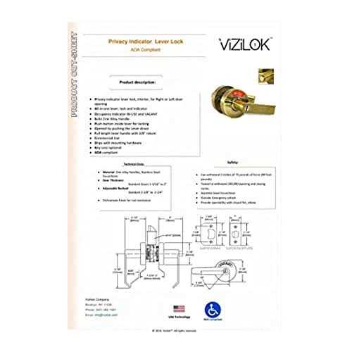VIZILOK ADA Compliant. Commercial Grade Privacy Indicator Lock and Lever in 26D Satin Chrome Non-Reversible - Image 3