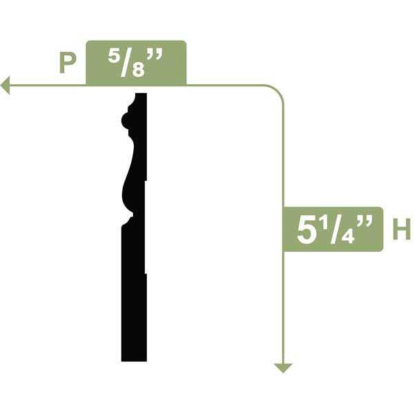 5 1/4H x 1/2P x 96L Baseboard MOULDING, MDF Primed - Image 5