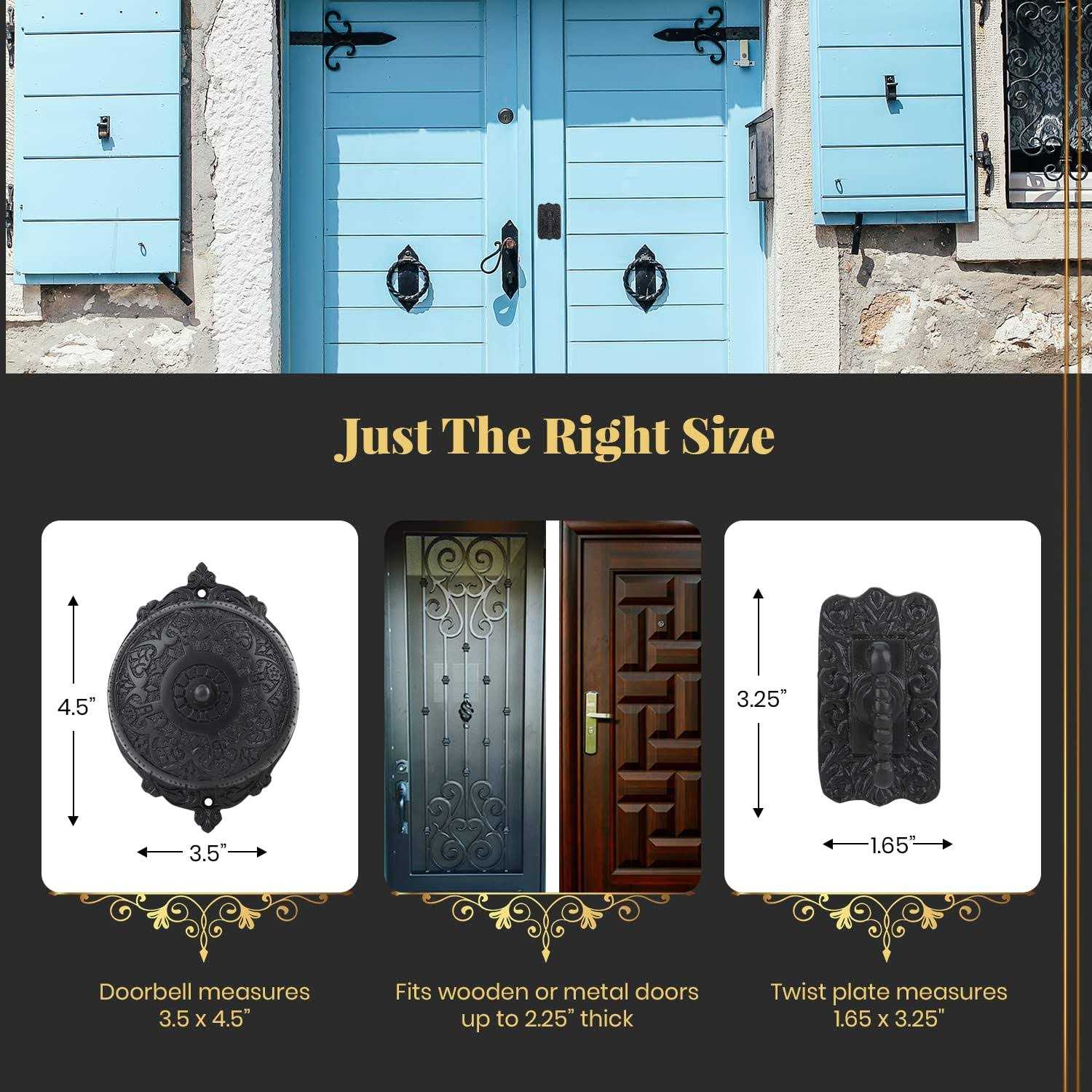 A29 Decorative Mechanical Doorbell Old Fashioned Twist Door Bell With Manual Hand Turn Chime - Image 4