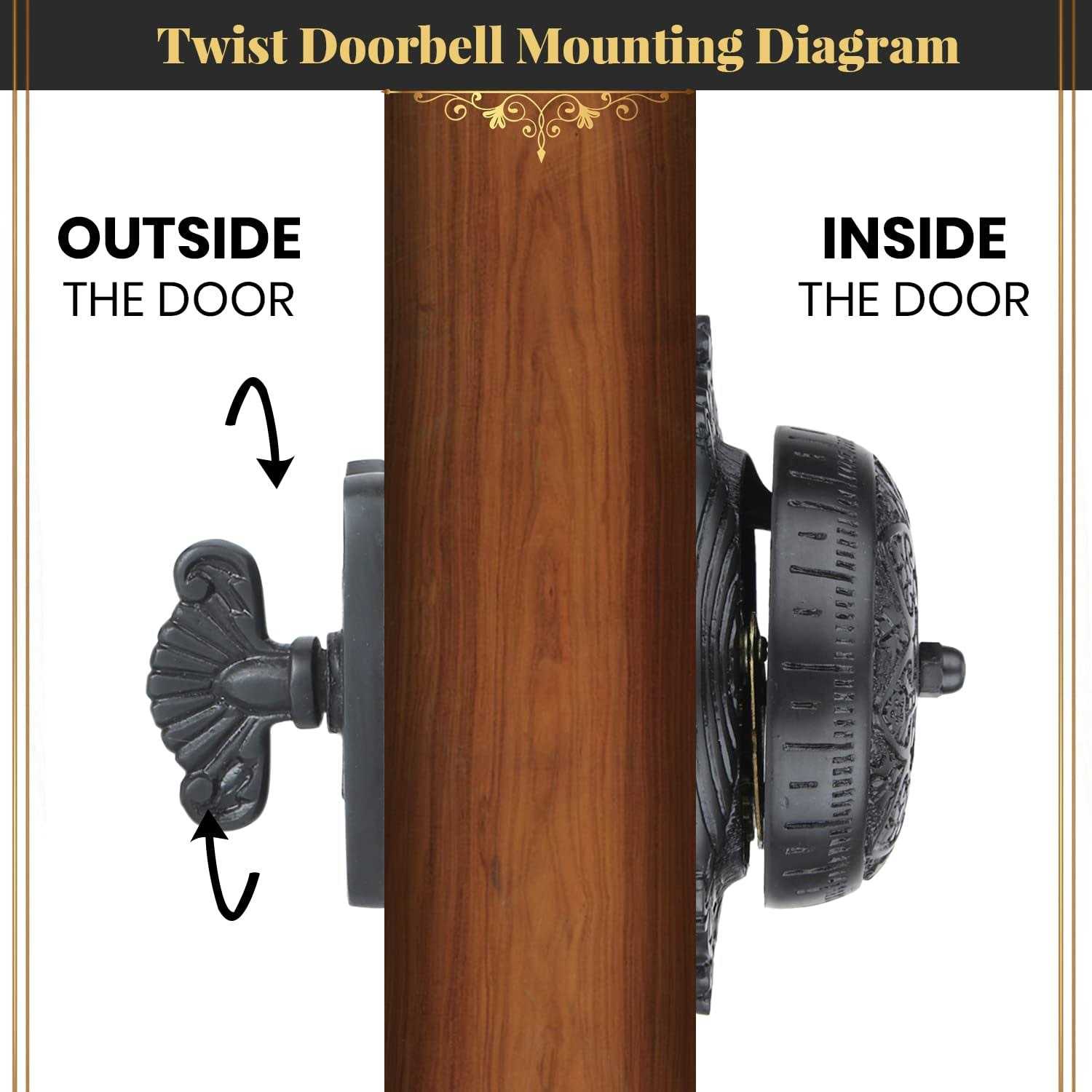 A29 Decorative Mechanical Doorbell Old Fashioned Twist Door Bell With Manual Hand Turn Chime - Image 5