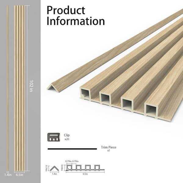 sunwings 6-Pieces 102 In. x 6.5 In. x 0.94 In. WPC 3D Wood Wall Paneling for Interior Wall Decor - Image 4