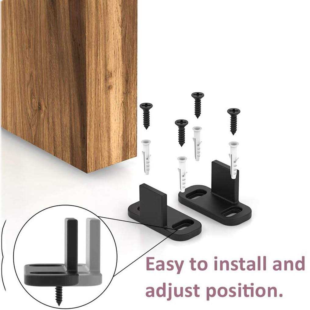 WINSOON Black Plastic Adjustable Barn Door Floor Guide for -Wattooden Door - Image 5