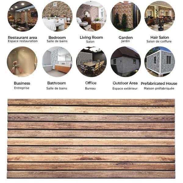 Dundee Deco Brown Faux Wood 3D Wall Panels Styrofoam Facing Cladding - Image 4