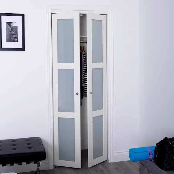 TRUporte 80.25 3-Lite Tempered Frosted Glass MDF Interior French Door - Image 3