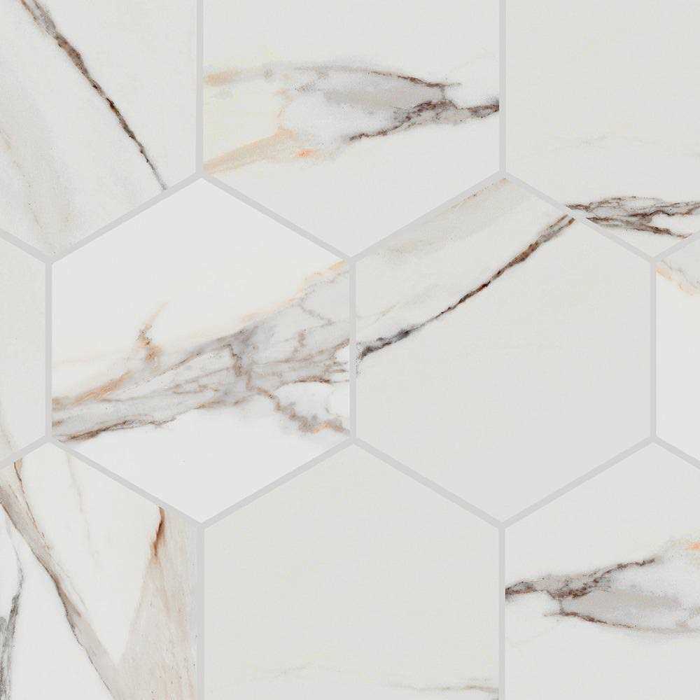 Origin 21 Statuario Crema 10-in x 11-in Matte Porcelain Marble Look Floor and Wall Tile LW21030205