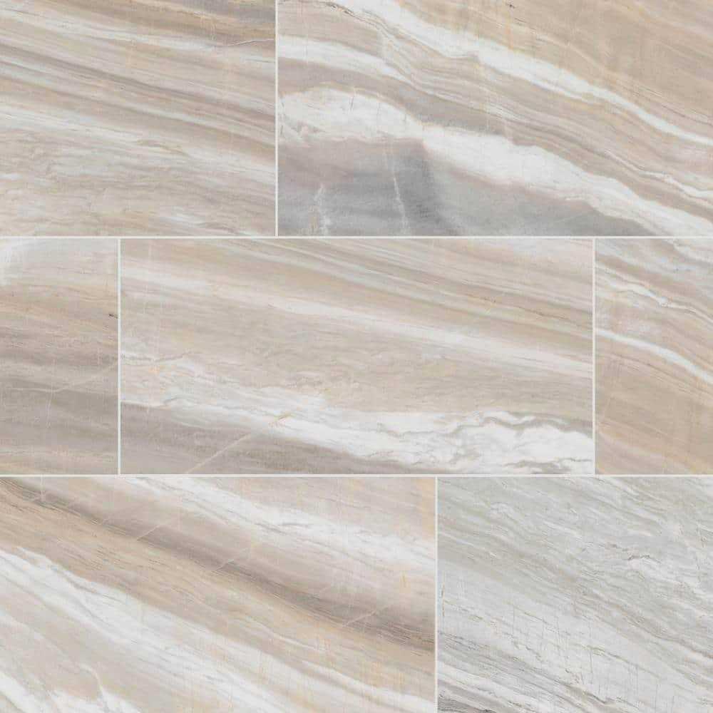 Daltile Artebella Pietra Gray Polished 12 in. x 24 in. Color Body Porcelain Stone Look Floor and Wall Tile