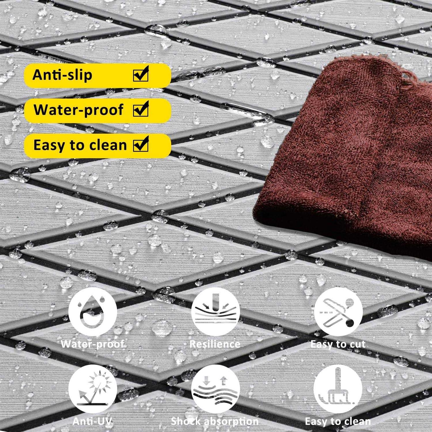 Hzkaicun Boat Flooring EVA Foam Boat Decking Sea Deck Boat Flooring Self-Adhesive Faux Teak Marine Boat Decking Non-Slip Mat for Boat Deck Yacht - Image 2