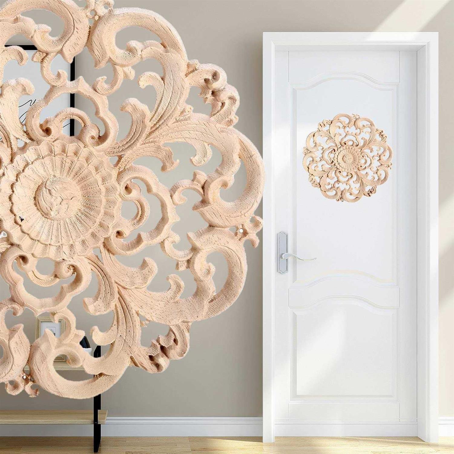 Beoot Wooden Carved Onlay Appliques Wood Carving Decal Unpainted Furniture Bed Door Cabinet Decor - Image 4
