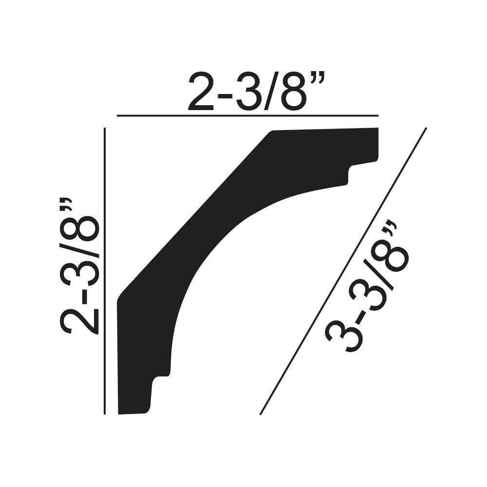 American Pro Decor 2-3/8 in. x 2-3/8 in. x 6 in. Long Plain Polyurethane Crown Moulding Sample - Image 3