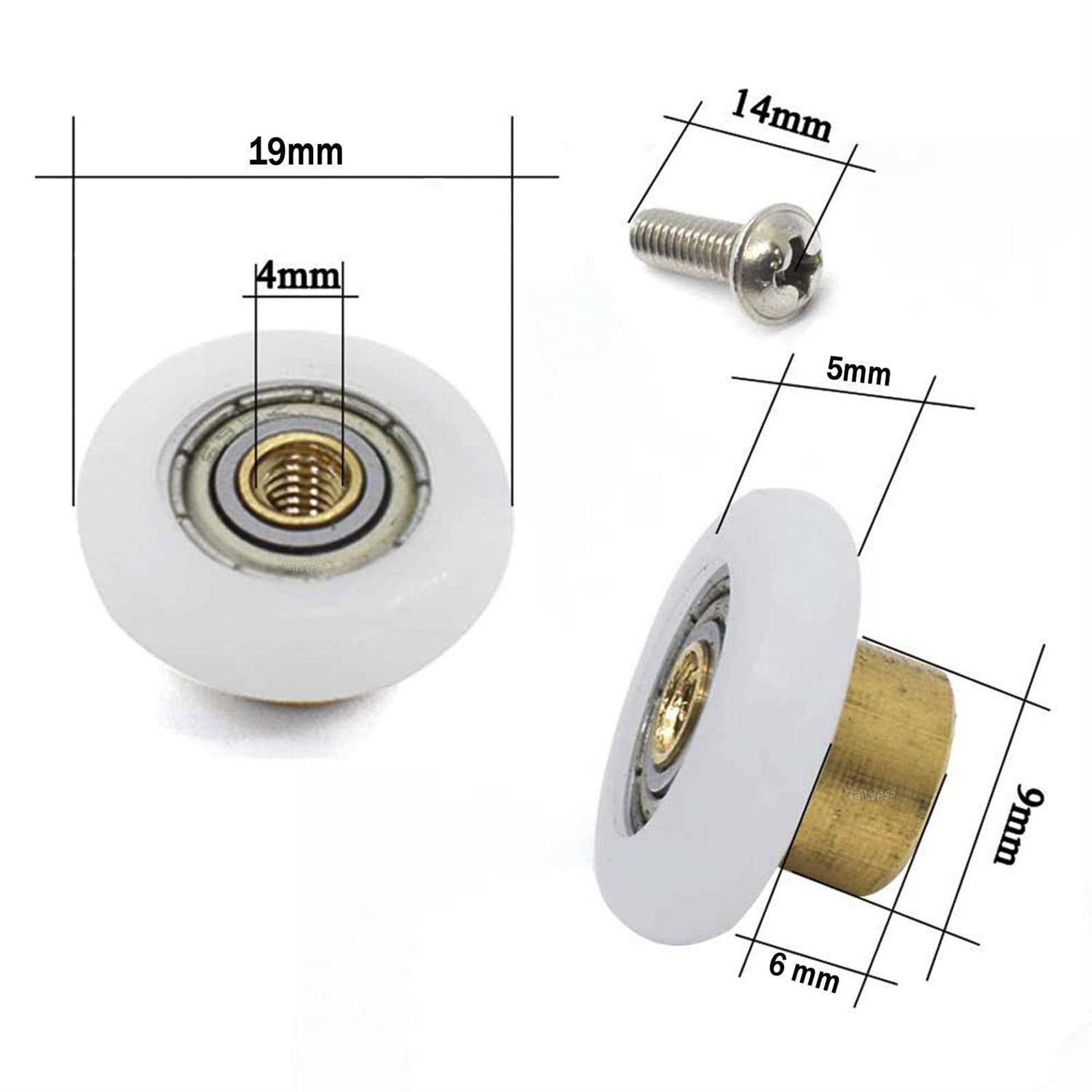 4pcs x Shower Door Rollers,Roller Diameter 19/23/25mm for The Bathroom Pan Glass Sliding Door Pulleys/Runners/Wheels - Image 4