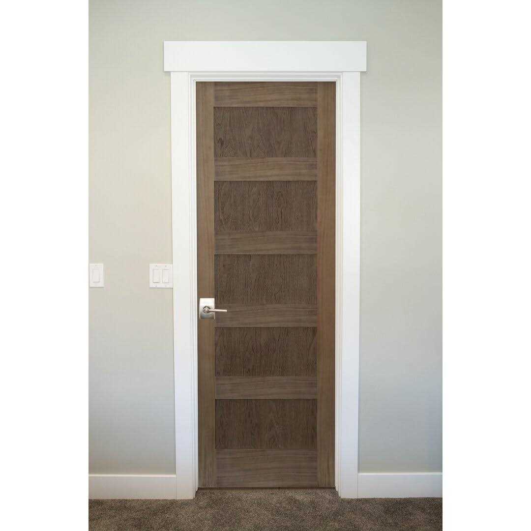 Stile Doors 80 in. Shaker Walnut 5 Panel Solid Core Wood Interior Door Slab - Image 4