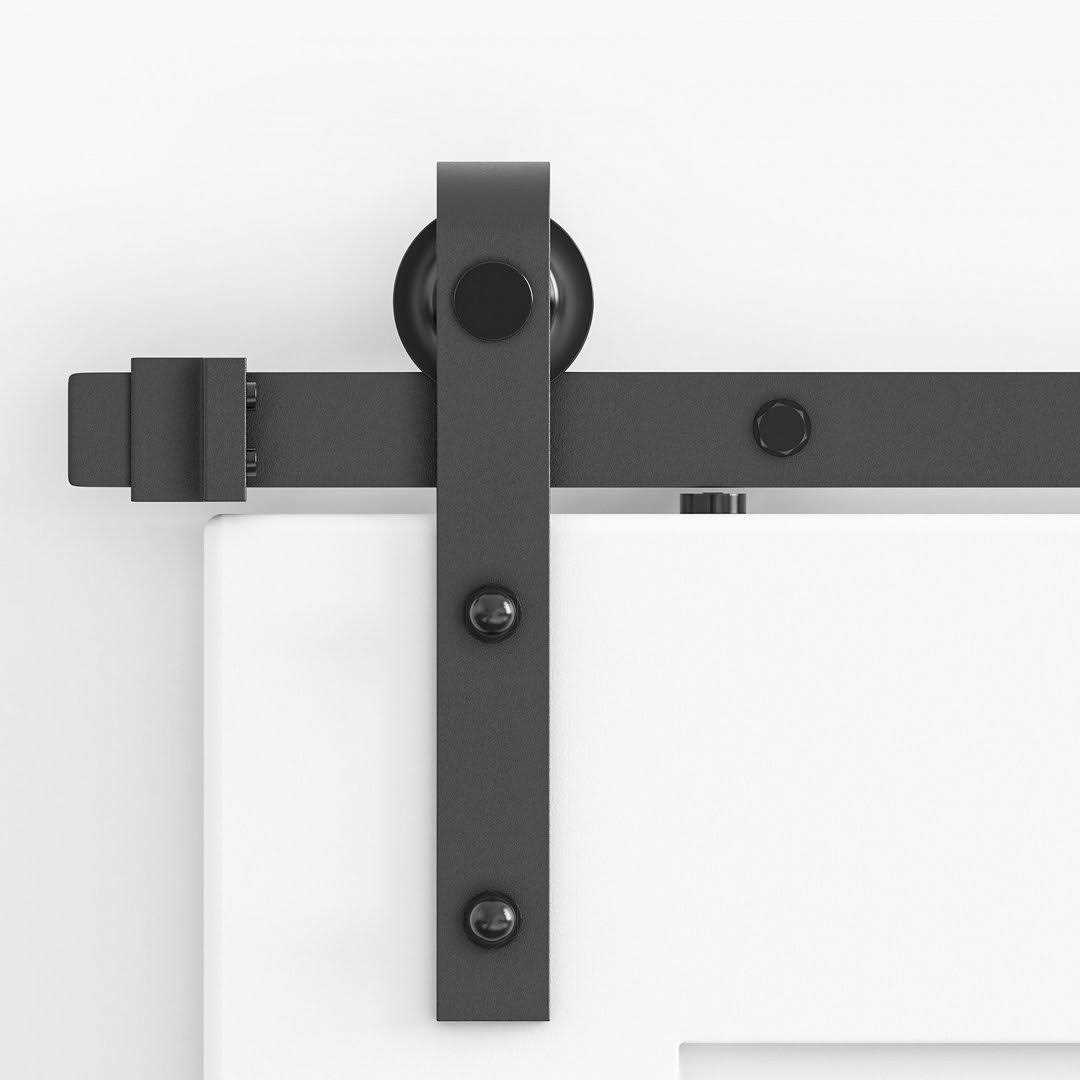 Antique Sliding Standard Single Track Barn Door Hardware Kit Lazio Track Length - Image 3