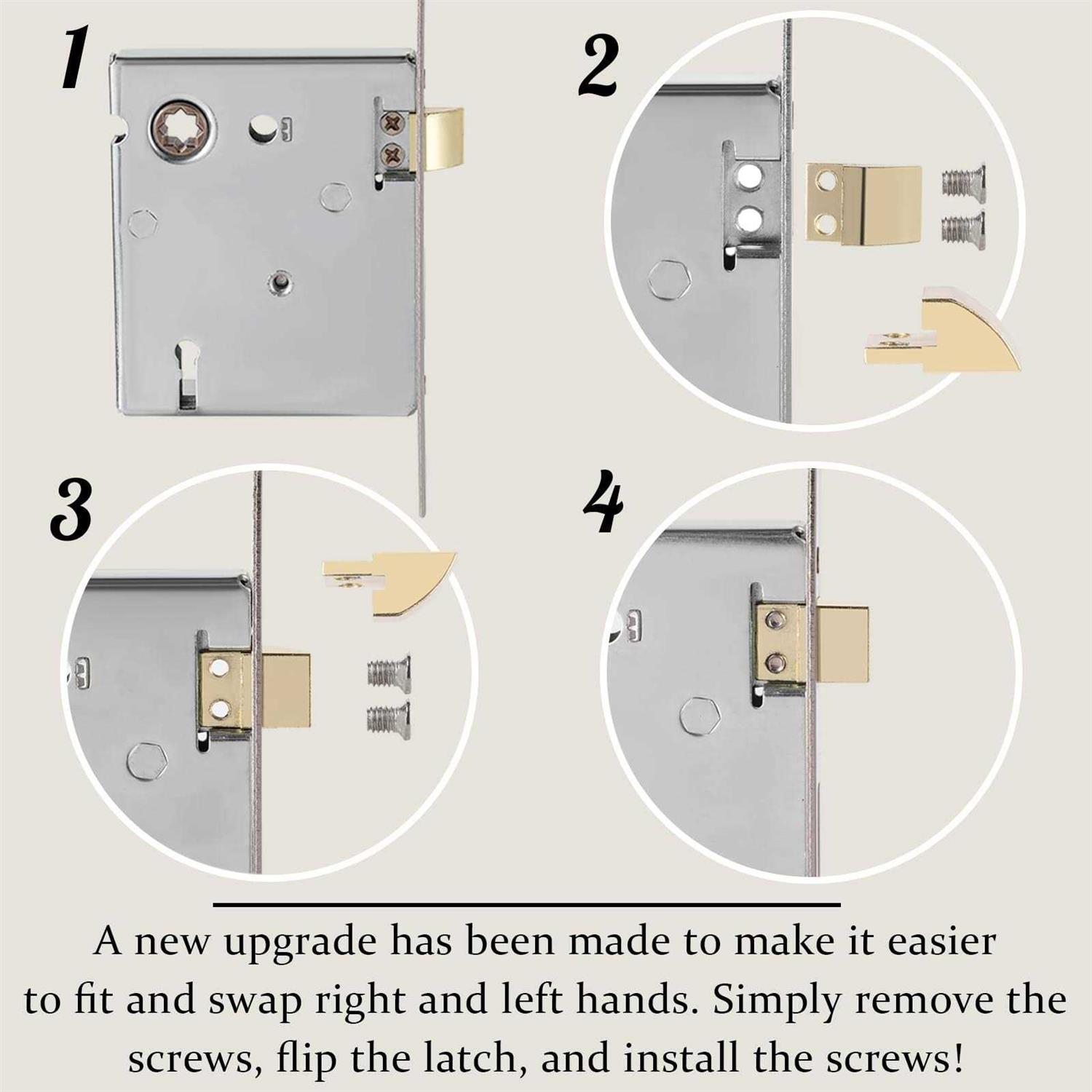 Toptotoo Mortise Lock Set for Interior Door Antique Door Knobs with Lock and Skeleton Key - Image 4