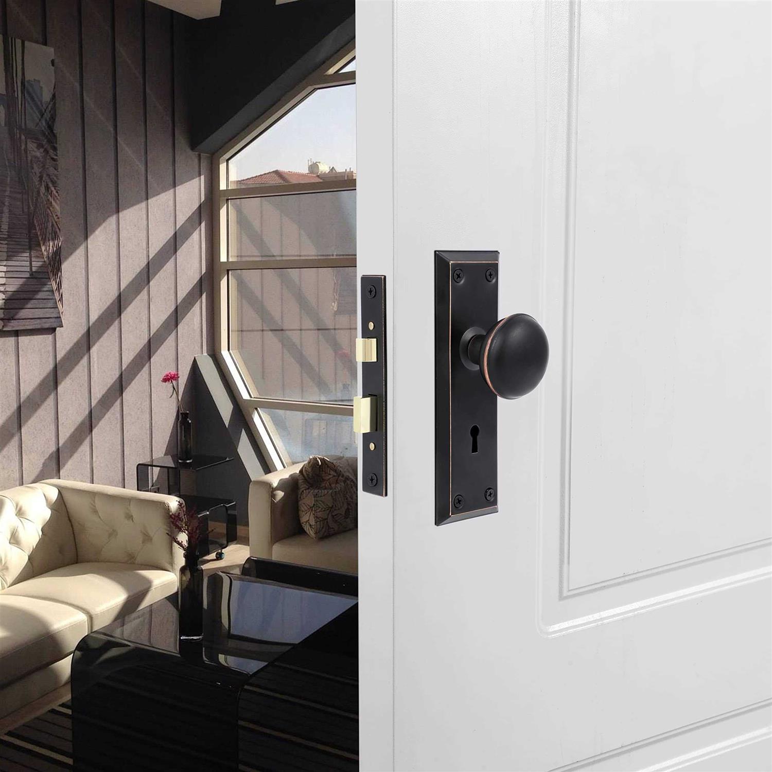 Toptotoo Mortise Lock Set for Interior Door Antique Door Knobs with Lock and Skeleton Key - Image 5