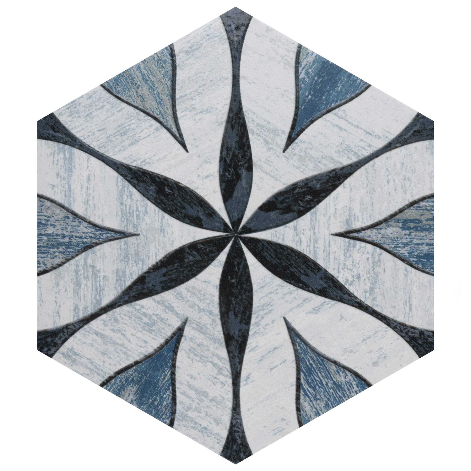 Merola Tile Cassis Hex Flower Black 8-5/8 in. x 9-7/8 in. Porcelain Floor and Wall Tile - Image 5