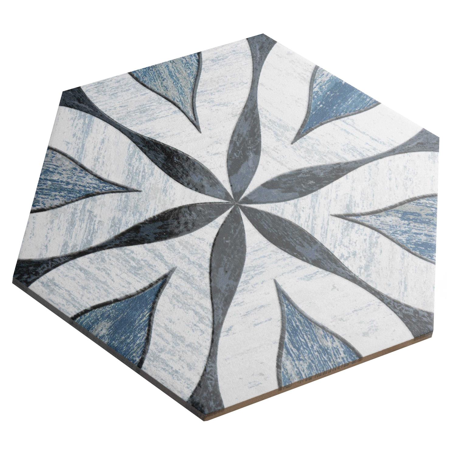 Merola Tile Cassis Hex Flower Black 8-5/8 in. x 9-7/8 in. Porcelain Floor and Wall Tile - Image 2
