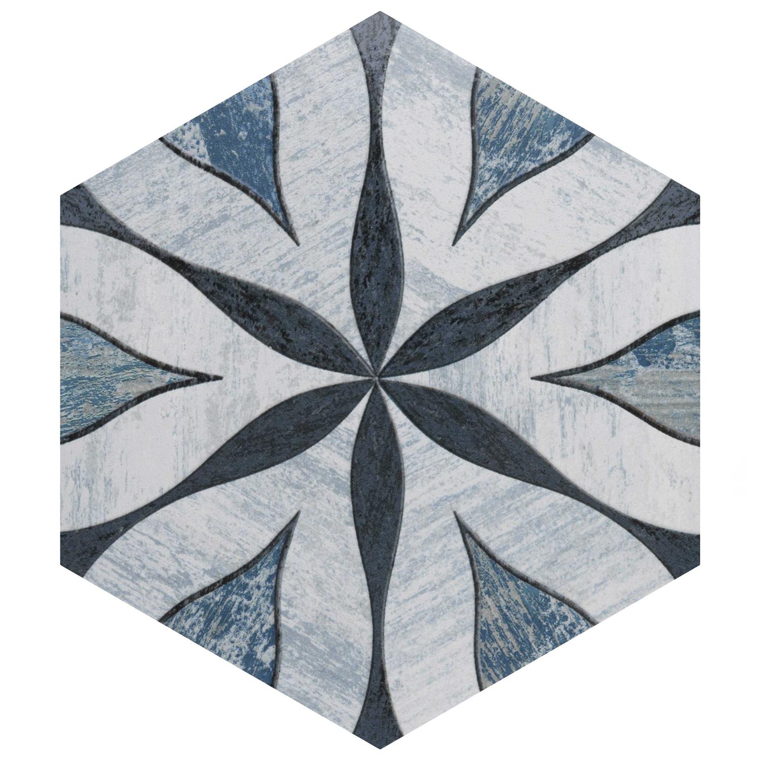 Merola Tile Cassis Hex Flower Black 8-5/8 in. x 9-7/8 in. Porcelain Floor and Wall Tile - Image 4