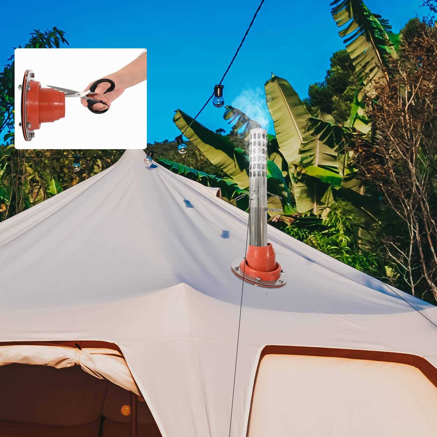 Stove Jack Kit for Tent High Temp Silicone Pipe Boot Flashing Roof Flue Kit for Stove - Image 4