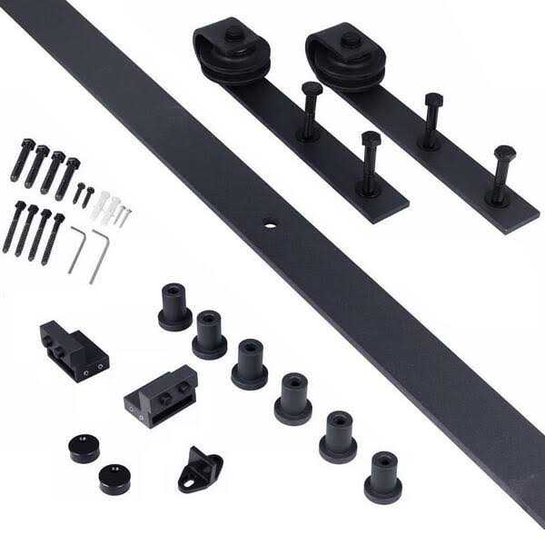 Wood and Metal Barn Door with Installation Hardware Kit Calhome - Image 4