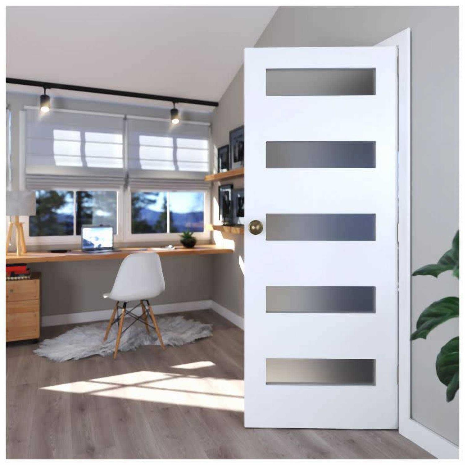 Stile Doors Slb.Sd.5L 80 inch Primed 5 Lite Satin Etched Glass Solid - Image 4