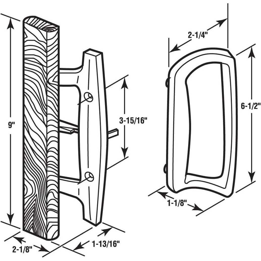 HauSun Mortise Style Reversible Sliding Patio Door Handle Set with Oak Wood Interior Handle and Exterior Pull in White Diecast Finish Fits 3-15/16” Screw - Image 3