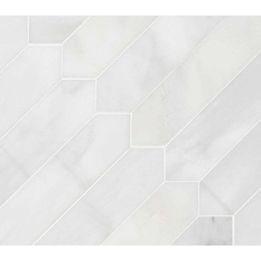 Arabescato Carrara Picket 10.63 in. x 12 in. Honed Marble Mosaic Wall and Floor Tile MSI - Image 3