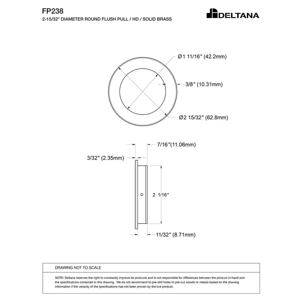 Deltana FP238U4 Flush Pull Round - Image 5