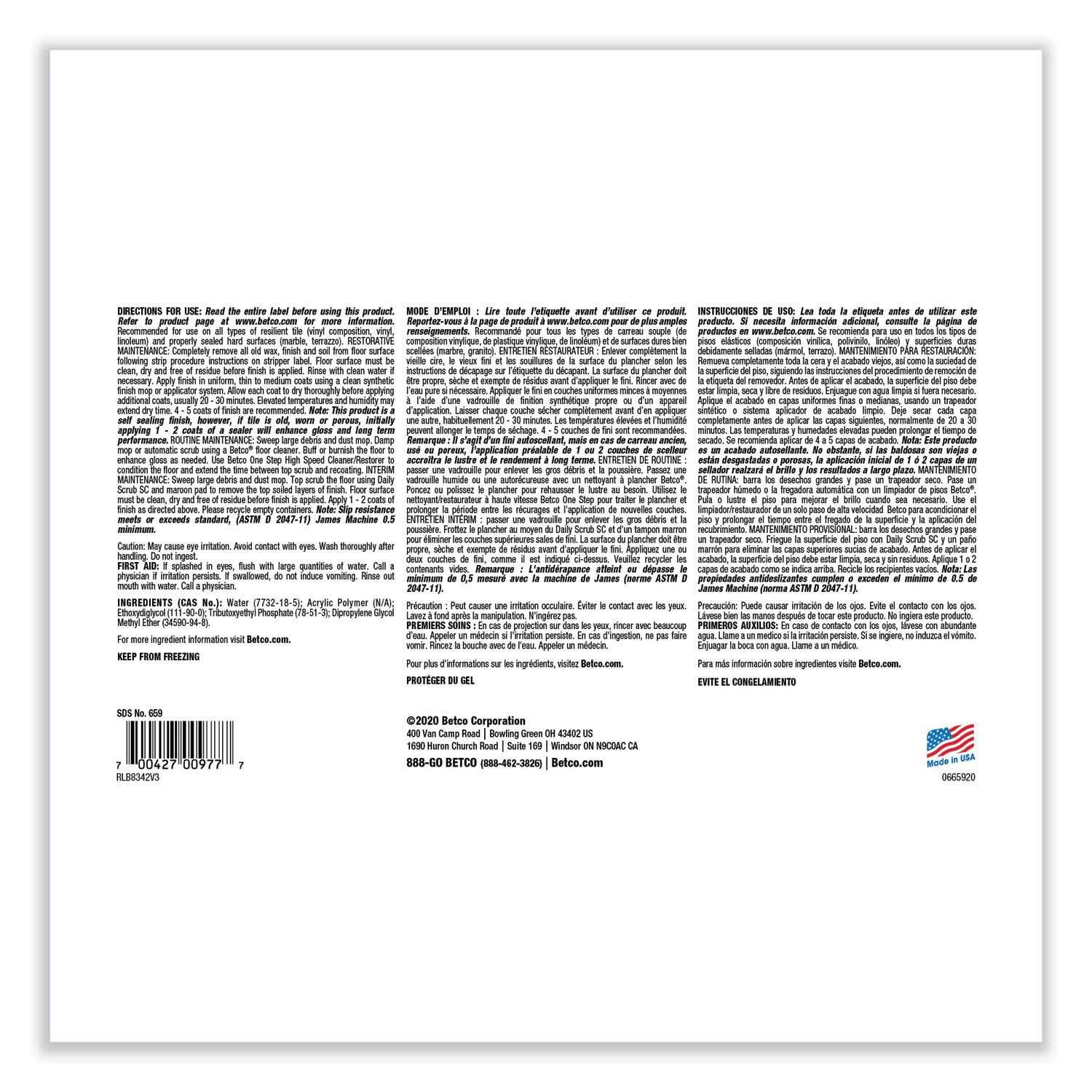 Betco Hard As Nails Floor Finish 6590500 - Image 3