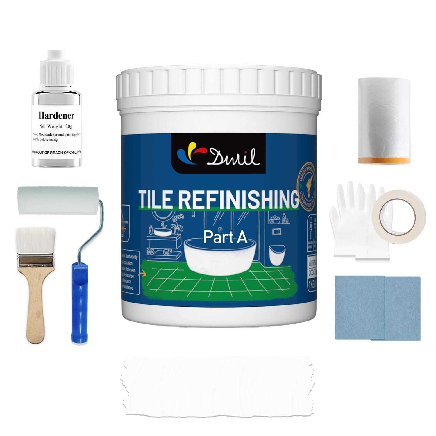 DWIL Tub and Tile Refinishing Kit Odorless Diy Sink Bathtub Countertop Repair