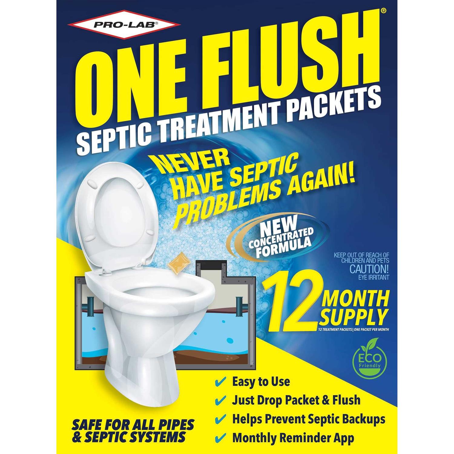 One Flush Septic Tank Treatment Packets 1 Year Supply of Septic Treatment