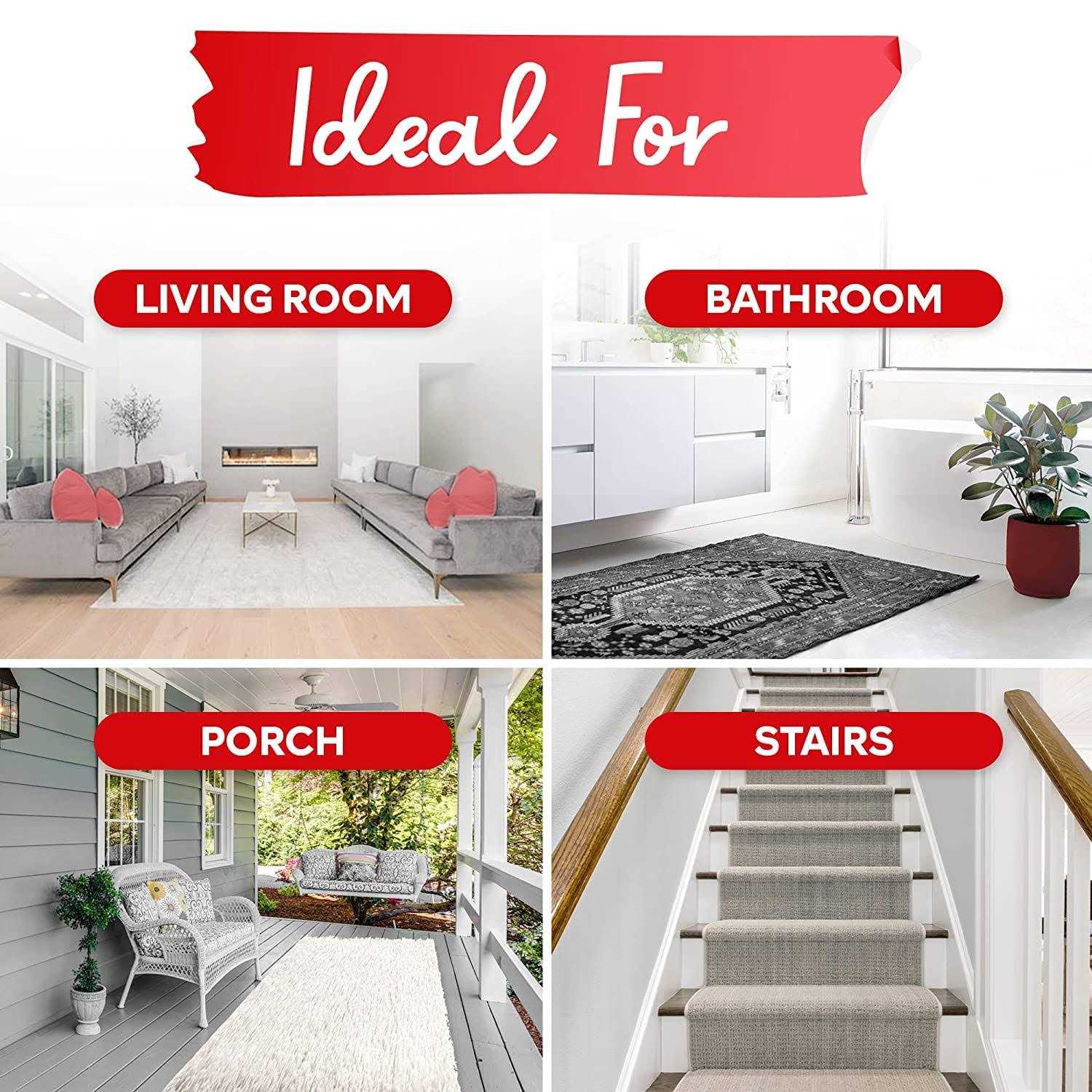 XFasten Tape 2 x Double Sided Carpet Tape for Area Rugs Over Carpet - Image 4