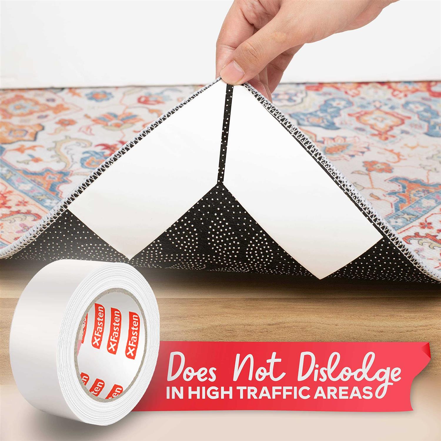 XFasten Tape 2 x Double Sided Carpet Tape for Area Rugs Over Carpet - Image 5