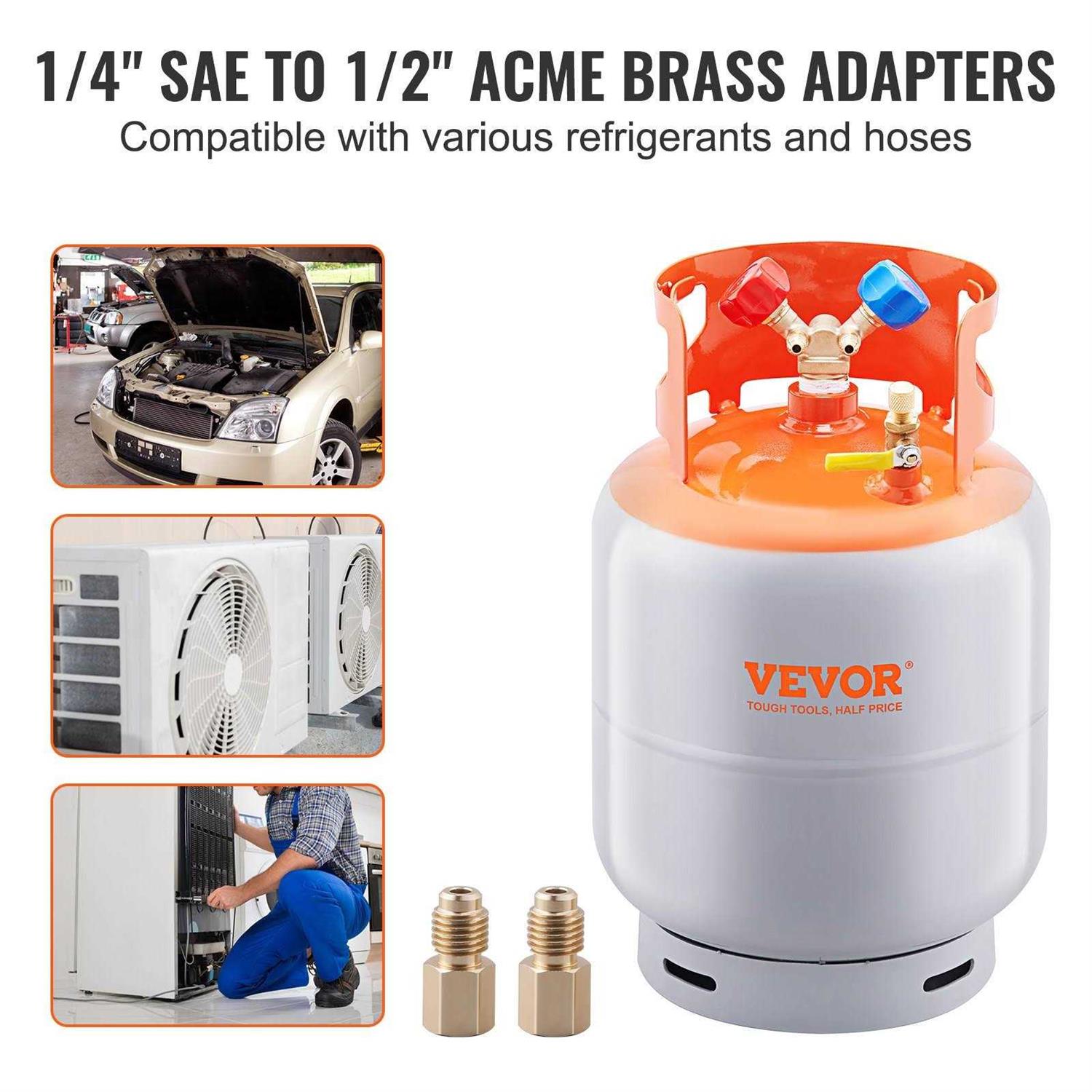 VEVOR Refrigerant Recovery Reclaim Cylinder Tank 400 PSI Liquid Rated Y Valve - Image 3