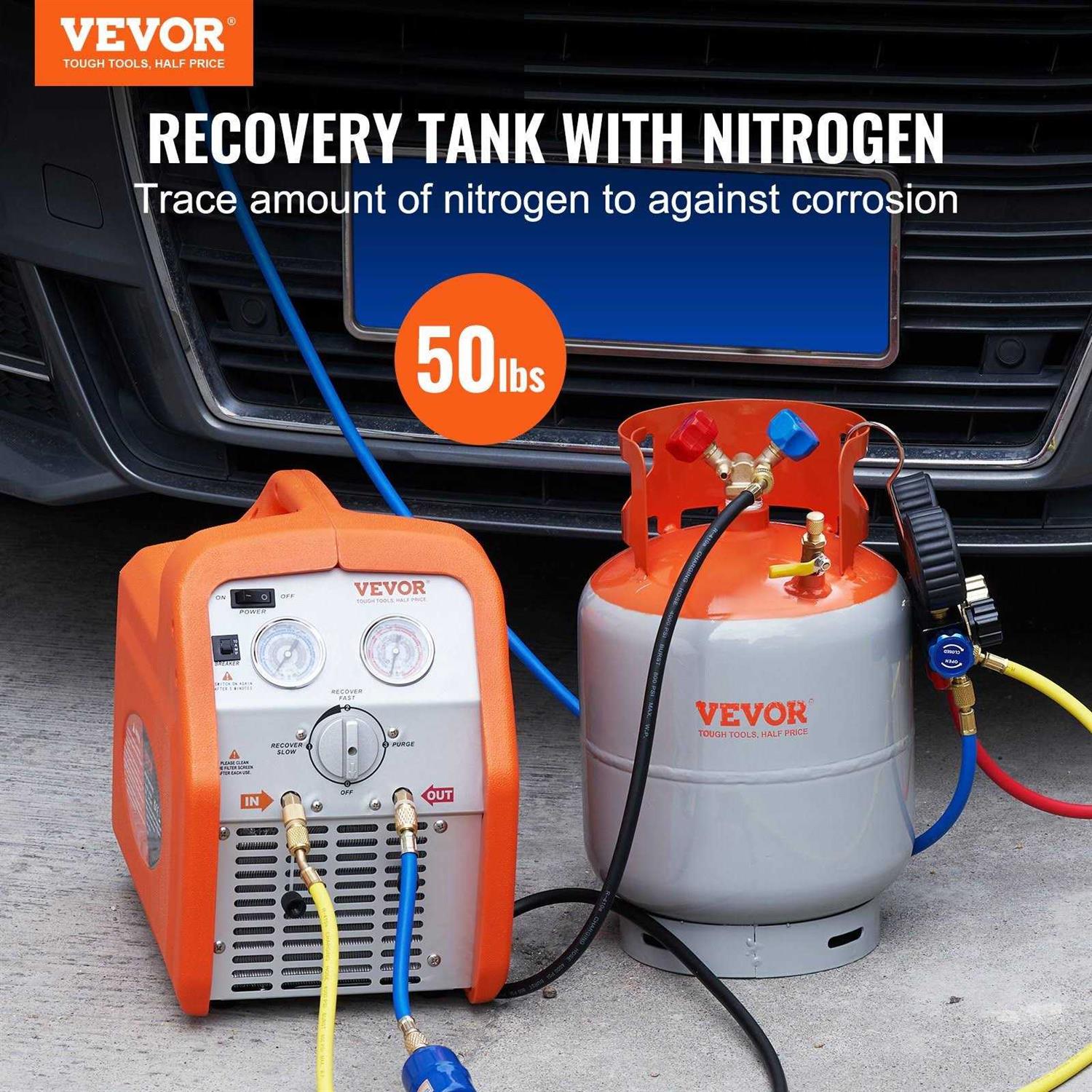VEVOR Refrigerant Recovery Reclaim Cylinder Tank 400 PSI Liquid Rated Y Valve - Image 4