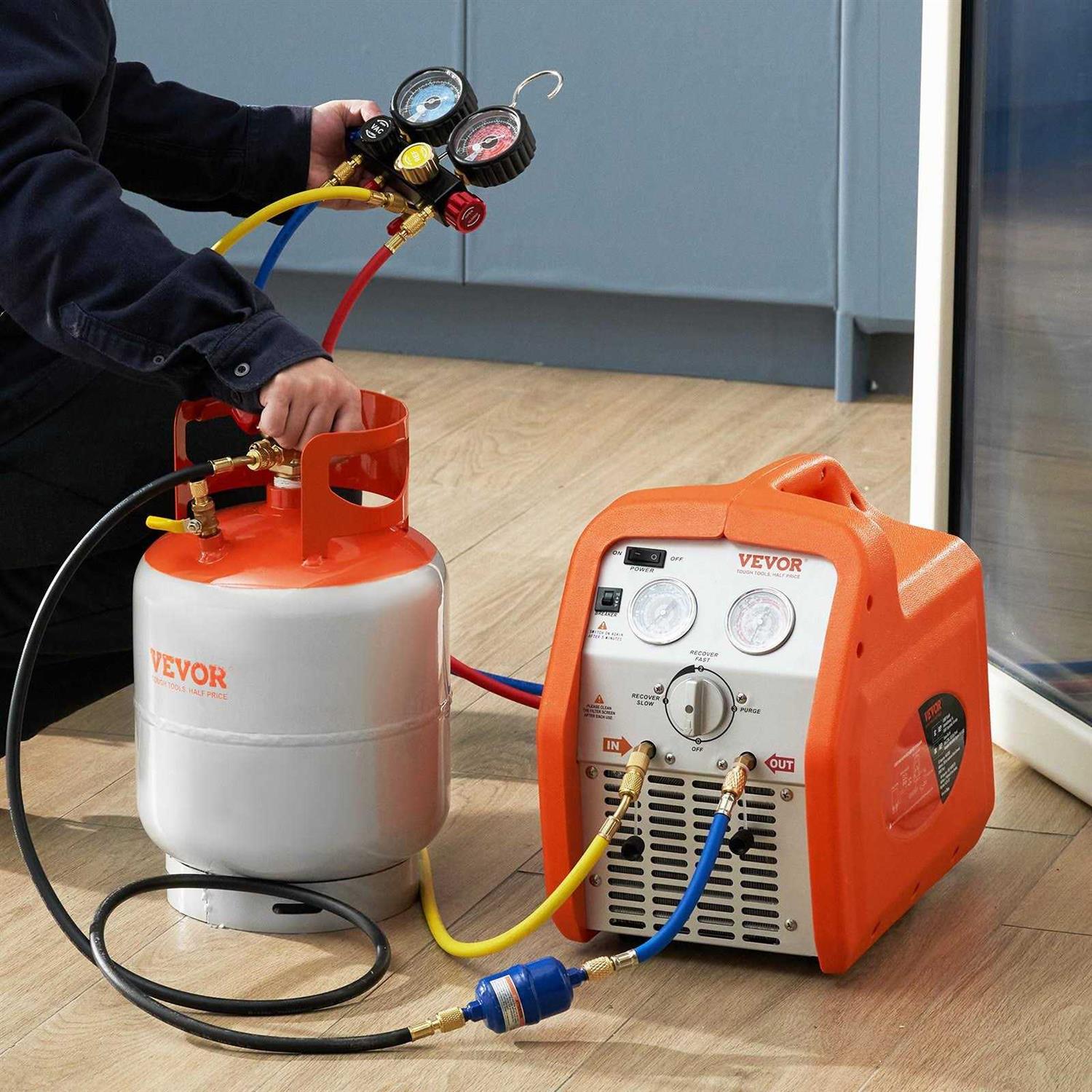 VEVOR Refrigerant Recovery Reclaim Cylinder Tank 400 PSI Liquid Rated Y Valve - Image 4