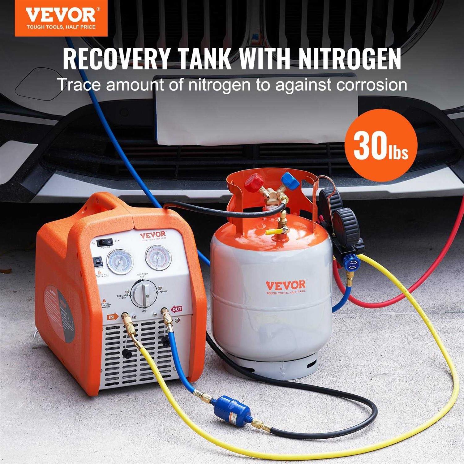 VEVOR Refrigerant Recovery Reclaim Cylinder Tank 400 PSI Liquid Rated Y Valve - Image 5