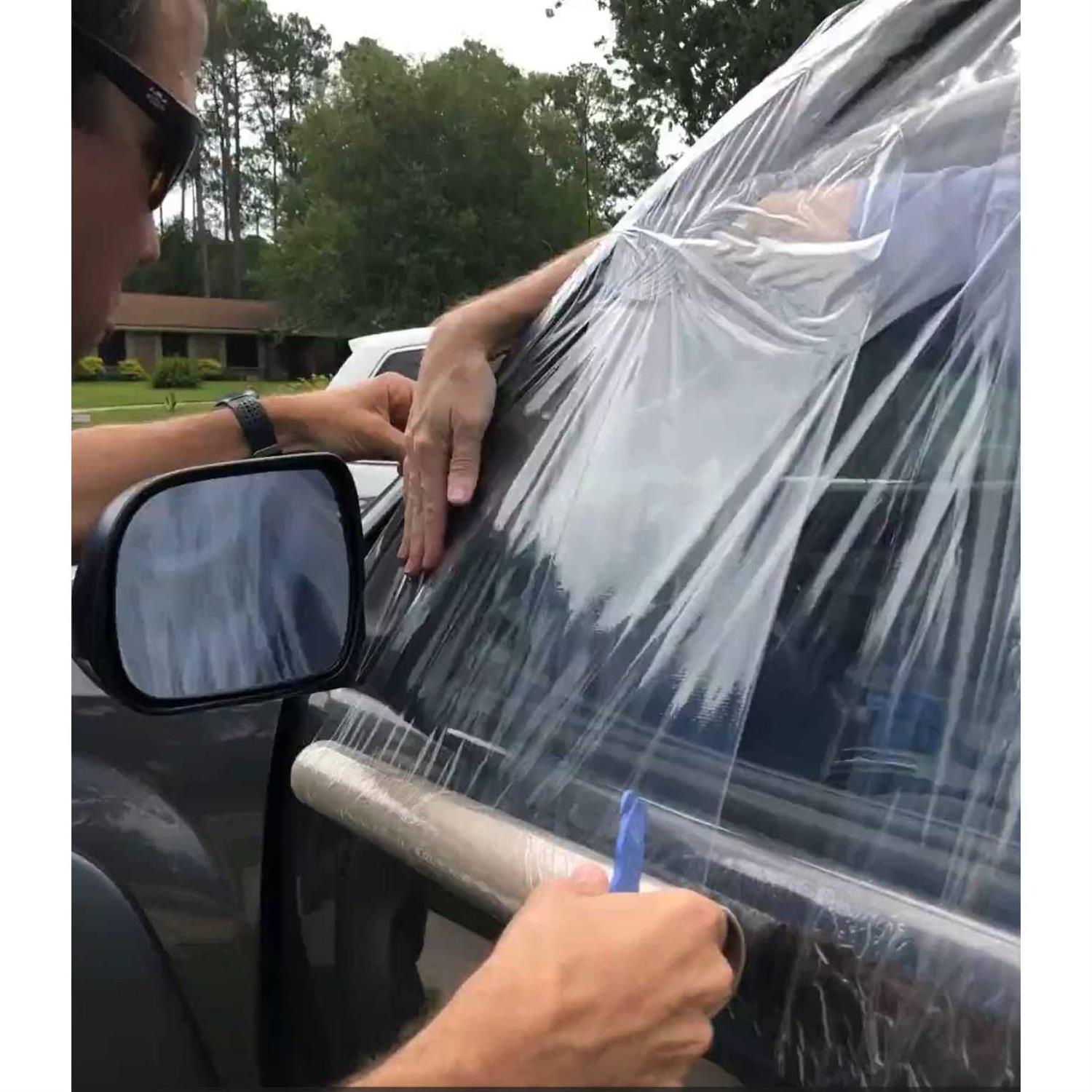 Big Tape Window Plastic Barrier Film – 2 Pack of 12 Feet XL Roll of Plastic for Windows – 17.5 Inch Wide Car Tape for Broken Windows – Waterproof - Image 4