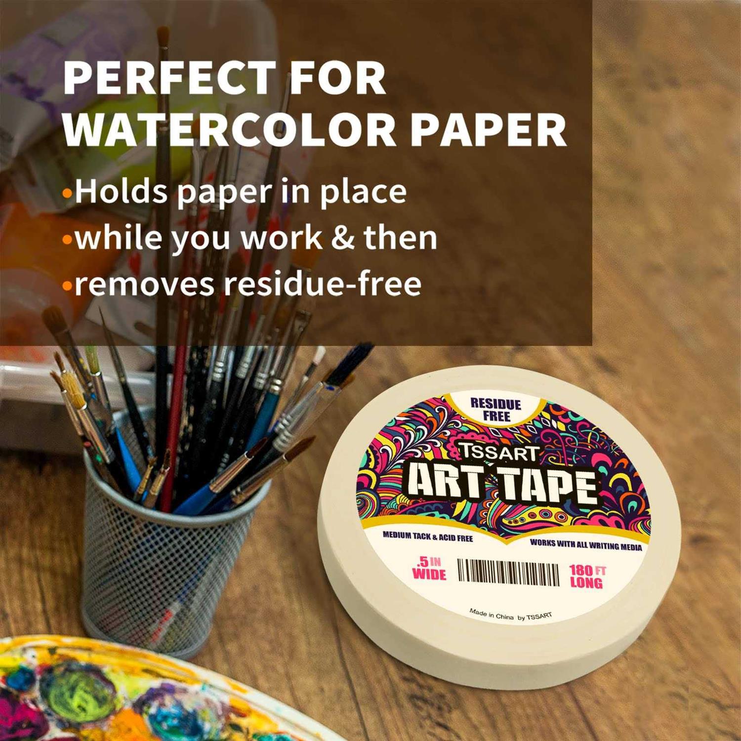 TSSART White Tape Masking Artists Tape for Drafting Art Watercolor Painting Canvas Framing - Image 4
