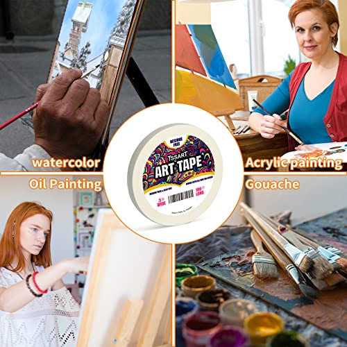TSSART White Tape Masking Artists Tape for Drafting Art Watercolor Painting Canvas Framing - Image 5