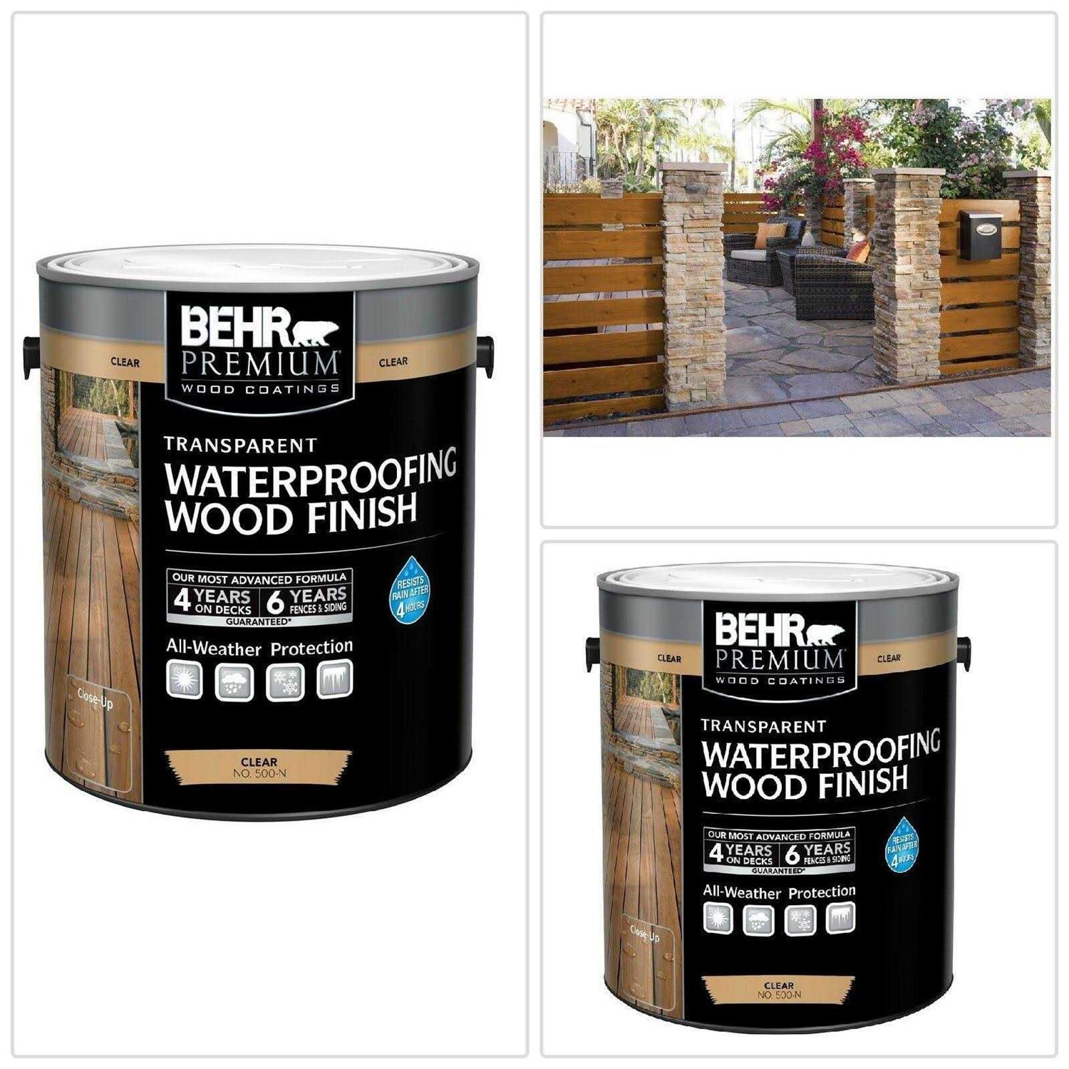 BEHR Premium 1 gal Transparent Waterproofing Exterior Wood Finish - Image 5
