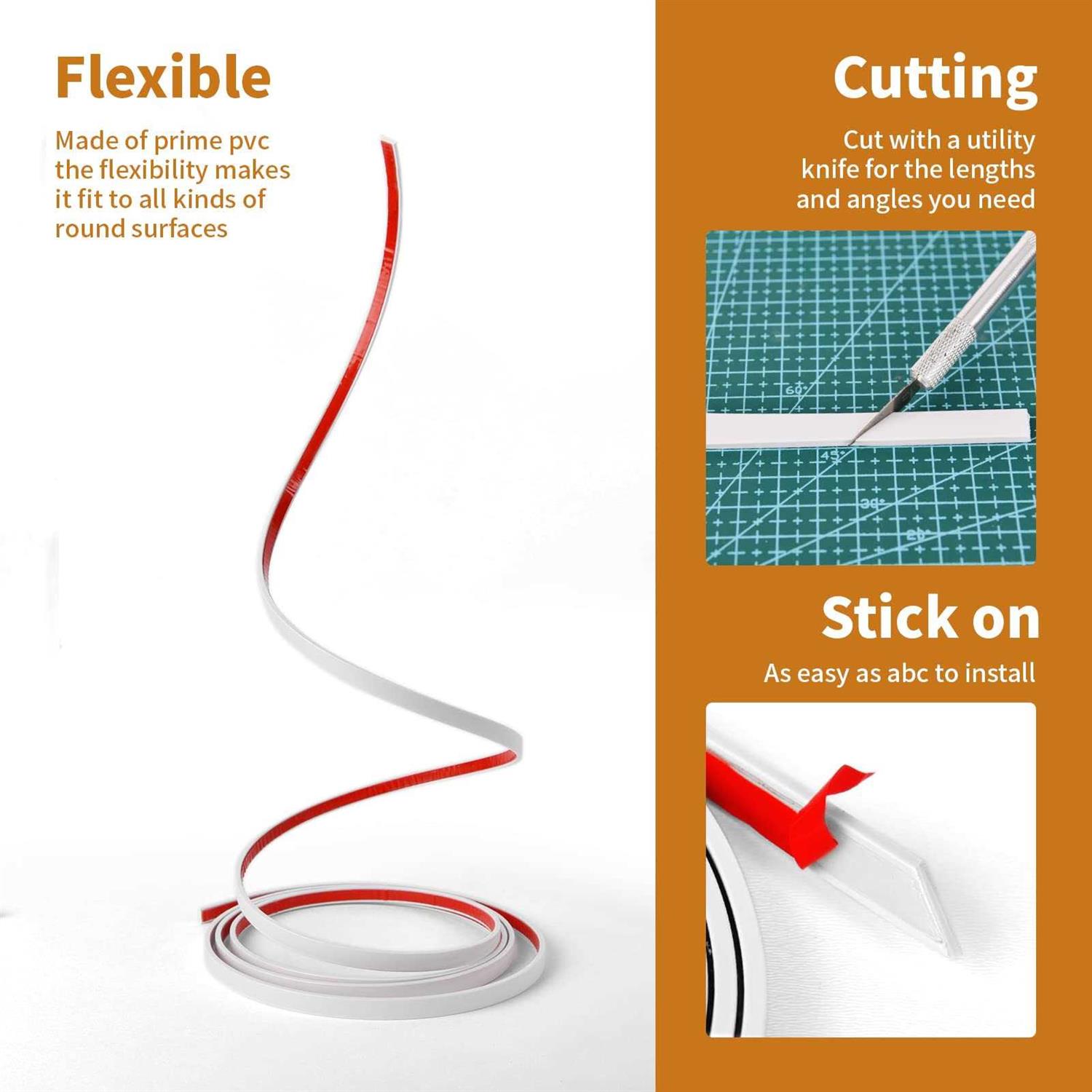 Wowstar 10 Ft Peel and Stick Trim, Molding Trim for Walls, Edges, Borders, Window Frames, Backsplash Tiles, Flexible and Self Adhesive Trim - Image 5