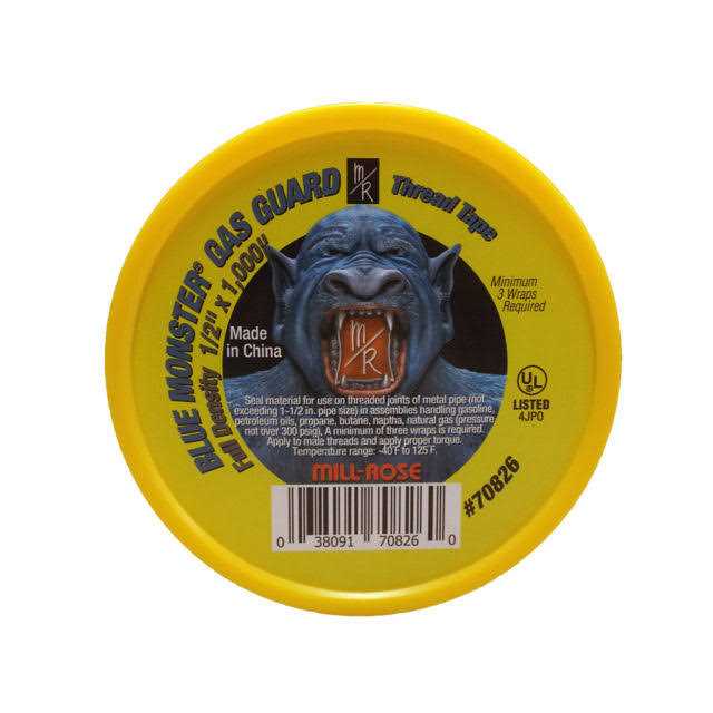 Blue Monster 70826 Gas Guard 1/2 x 1000 PTFE Thread Seal Tape - Image 2