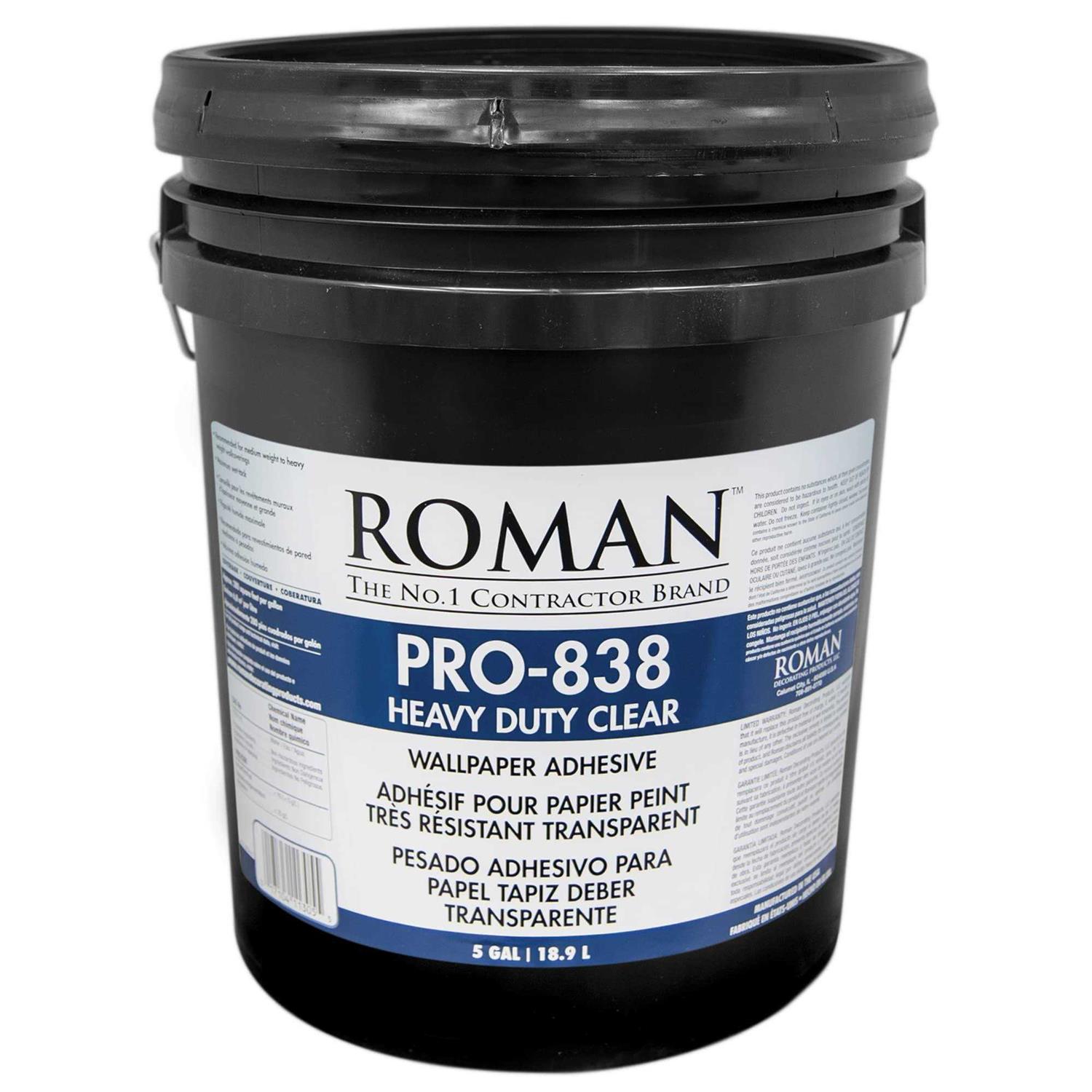 Roman PRO-838 Heavy Duty Clear High Strength Modified Starches Wallpaper Adhesive 5 gal