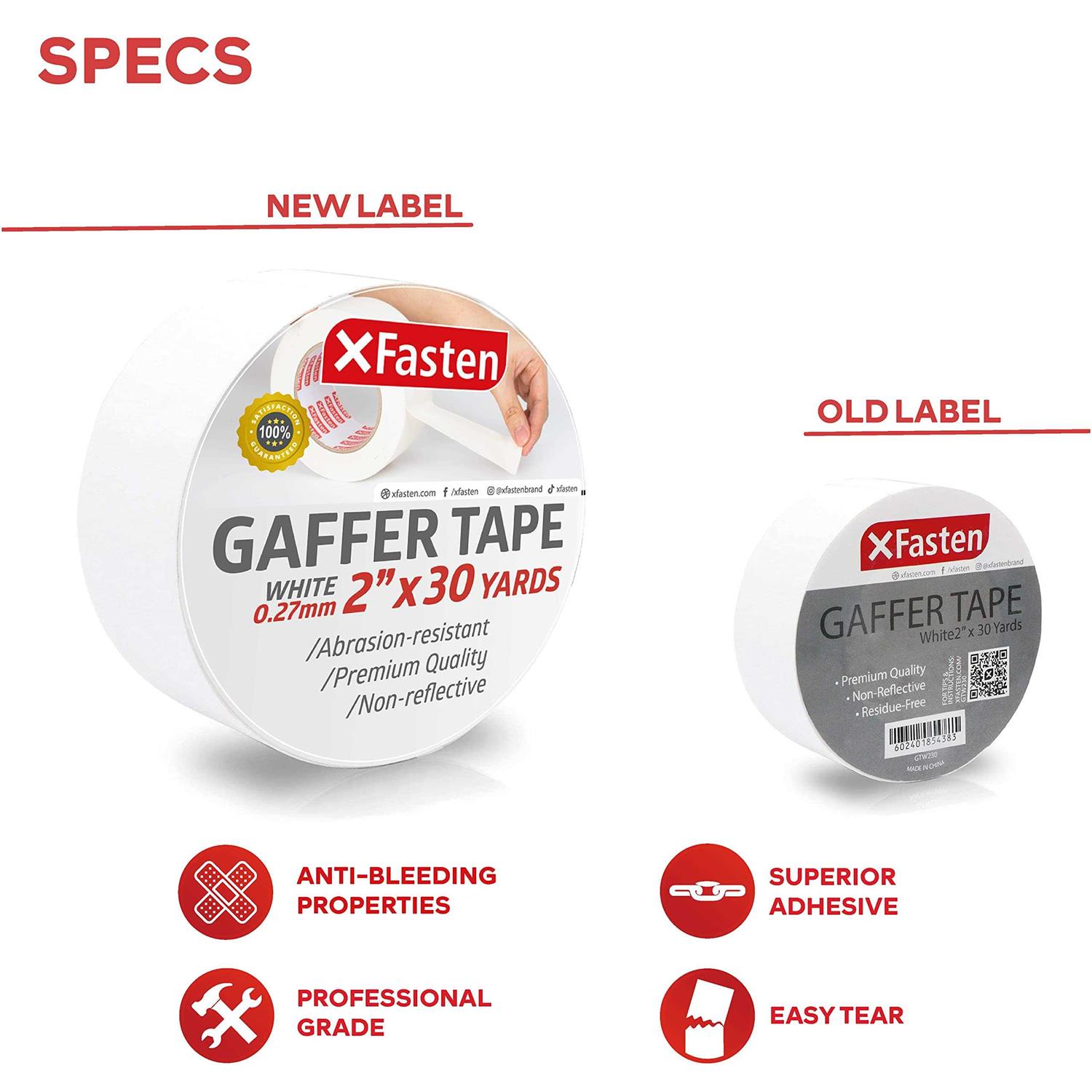 Xfasten Gaffer Tape 2 Inch X 30 Yards Residue Gaffers Tape - Image 3