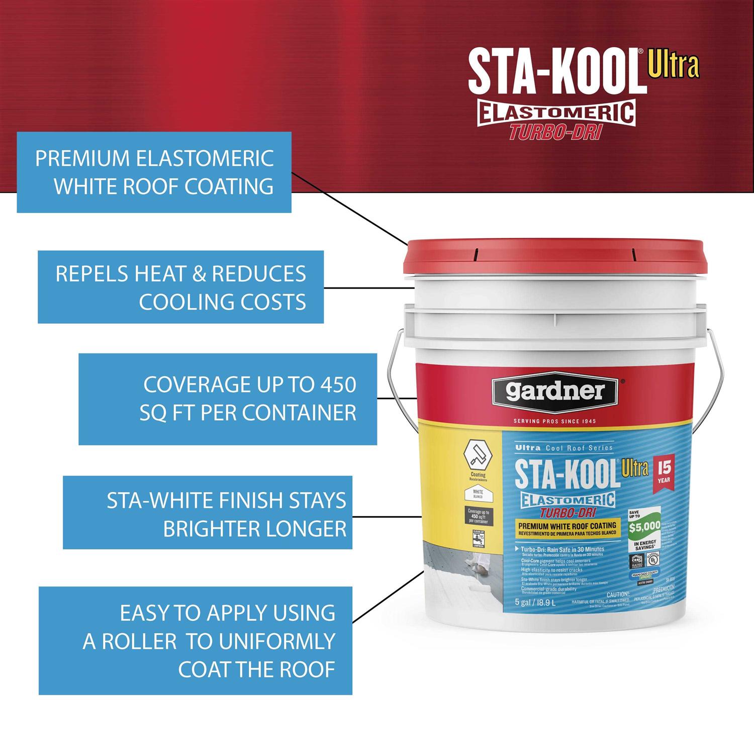 Gardner Sta-Kool 15 YR Turbo-Dri Elastomeric Roof Coating - Image 5