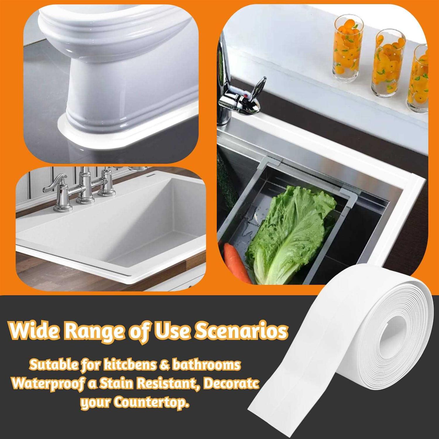 XIDOU 4 Packs Caulk Tape Self Adhesive,Caulking Tape,Sealing Strip Tape for Bathroom,Caulk Strip - Image 4